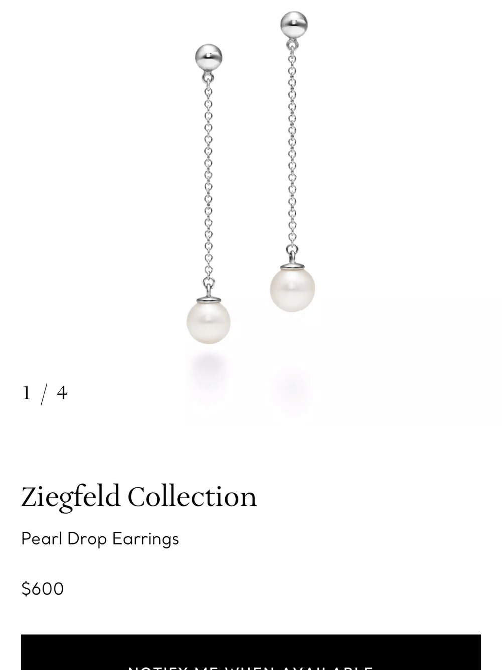 💯 authentic Tiffany & Co. Pearl Drop earrings Ziegfeld Collection